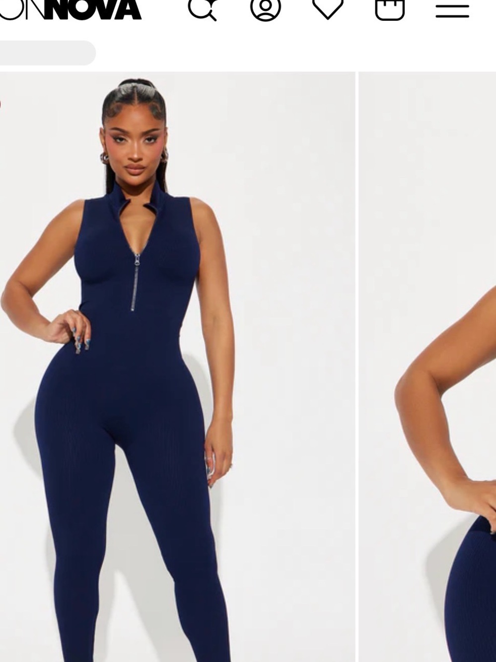 Fashion Nova Navy Blue Sleeveless Zip-Front Jumpsuit